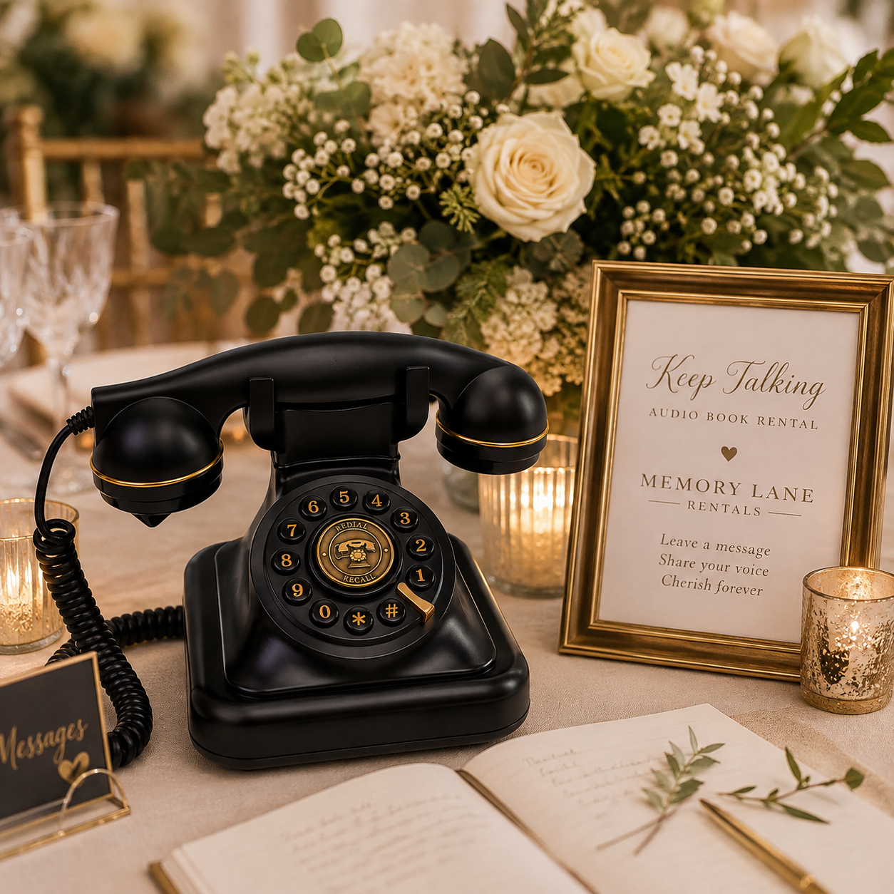 Black vintage rotary phone for the Keep Talking audio guest book